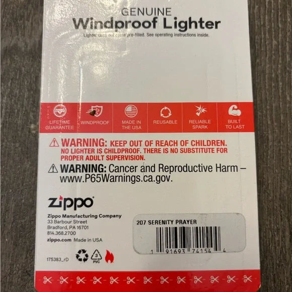 Zippo wind proof lighter, Serenity Prayer, brand new - Picture 2 of 3